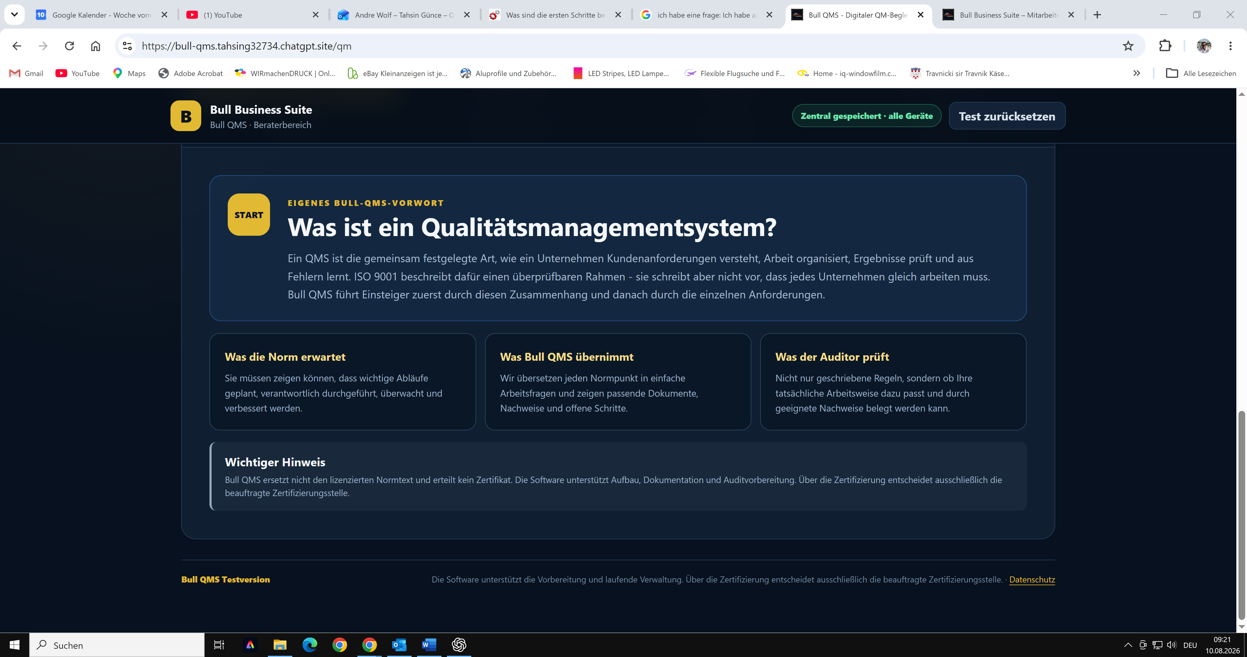 Qualitätsmanagement verständlich erklärt in der Bull-Anwendung